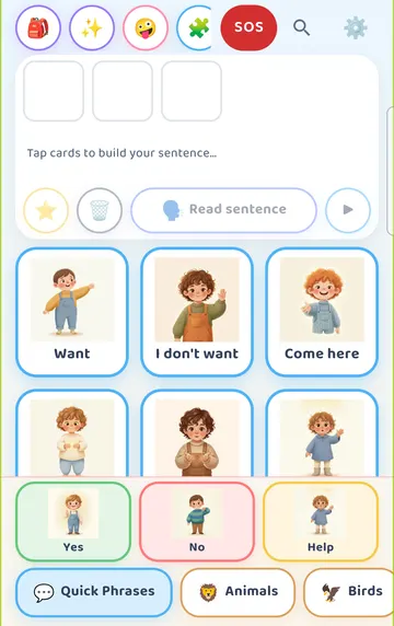 Screenshot: The board after hiding 'I want to go': the card is gone and the cards after it move up to fill the space.