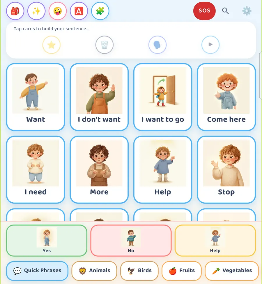 Screenshot: With Show both languages ON, the board cards still show one language. In 2.24.0 this setting only adds the second language in the Word of the day banner and the My Cards list (code: bothLangProvider, used in wotd_banner.dart and my_cards_page.dart).