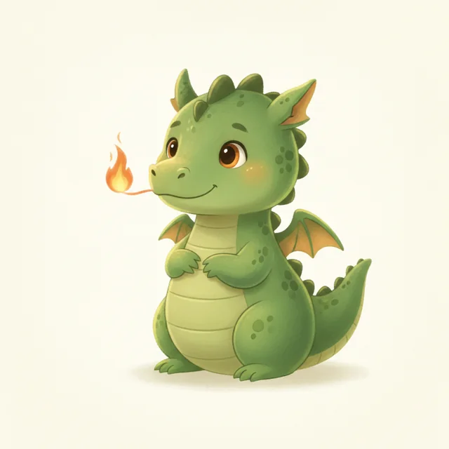 The Dragon picture card from Talking Cards, an illustrated dragon in the app’s warm storybook style.