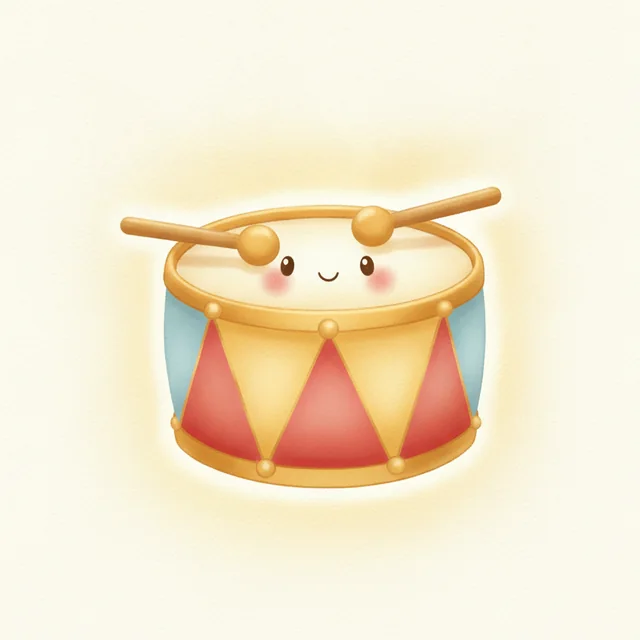 The Drum picture card from Talking Cards, an illustrated drum in the app’s warm storybook style.