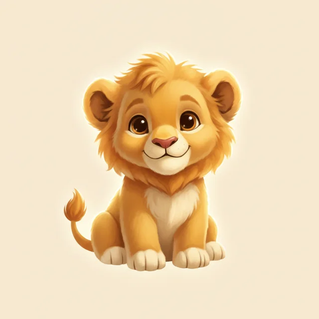 The Lion picture card from Talking Cards, an illustrated lion in the app’s warm storybook style.