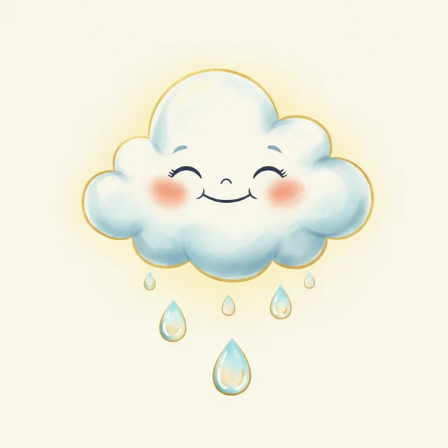 The Rain picture card from Talking Cards, an illustrated rain in the app’s warm storybook style.