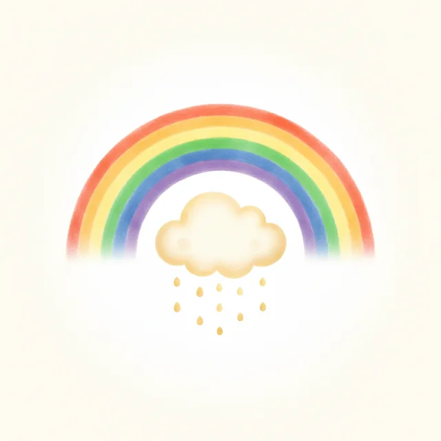 The Rainbow picture card from Talking Cards, an illustrated rainbow in the app’s warm storybook style.