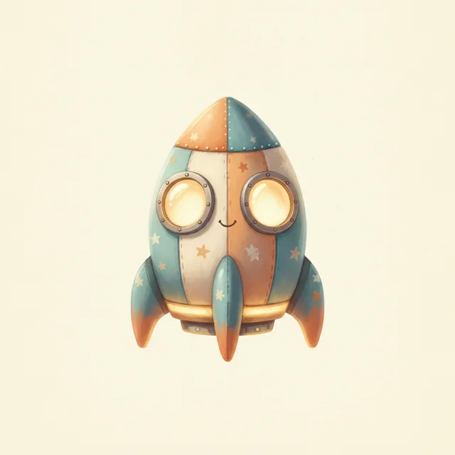 The Rocket picture card from Talking Cards, an illustrated rocket in the app’s warm storybook style.