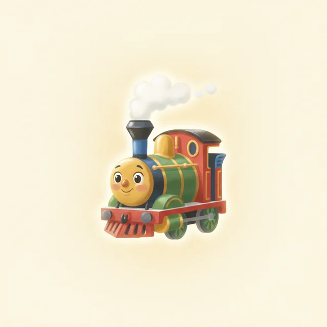 The Train picture card from Talking Cards, an illustrated train in the app’s warm storybook style.