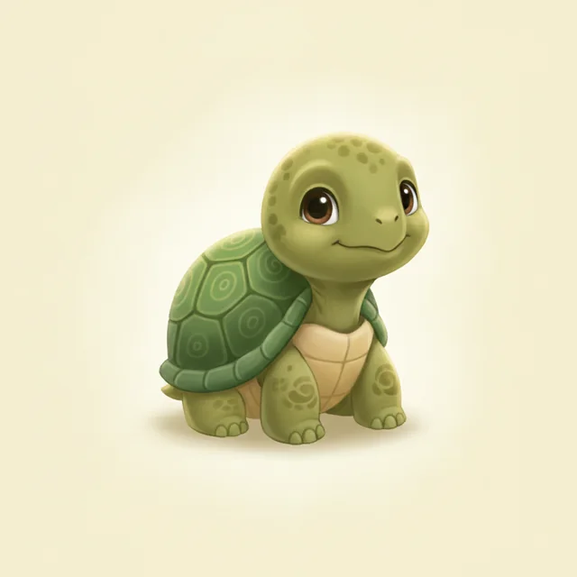 The Turtle picture card from Talking Cards, an illustrated turtle in the app’s warm storybook style.